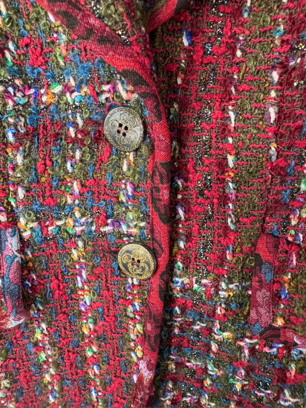Christian Lacroix Bazaar Multicolor Boucle Blazer Fringe Trim Designer Jacket - Picture 12 of 14
